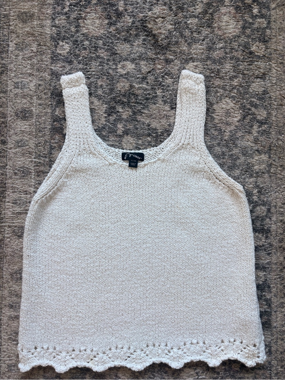 art class Cream Knit Scalloped Hem Tank Top